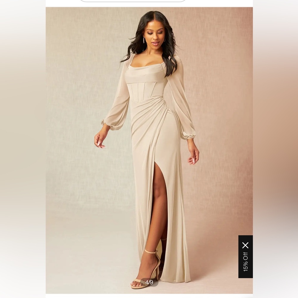 CHAMPAGNE AZAZIE BRIDESMAIDS DRESS